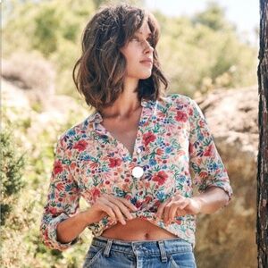 Sezane Silk Floral Blend Pierro Shirt - 36
